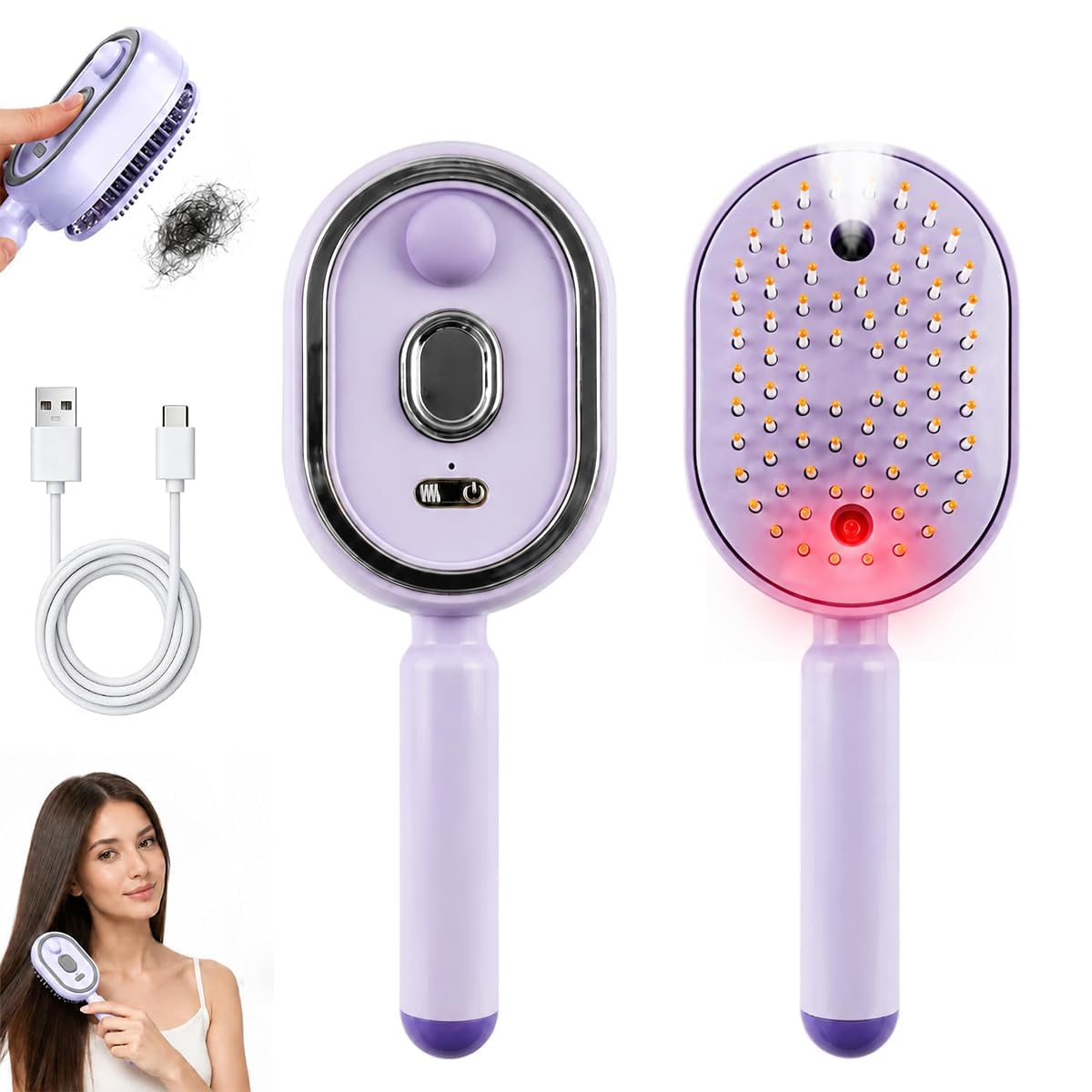 Electric Mist Spray Hair Brush 3 in 1 Detangling Cushion Comb
